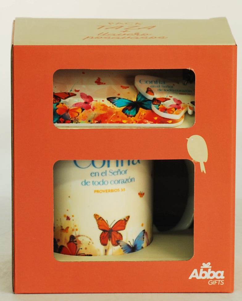 Pack Taza, Llavero, y Posavasos / Confia - Proverbios 3:5 - The Perfect Gift