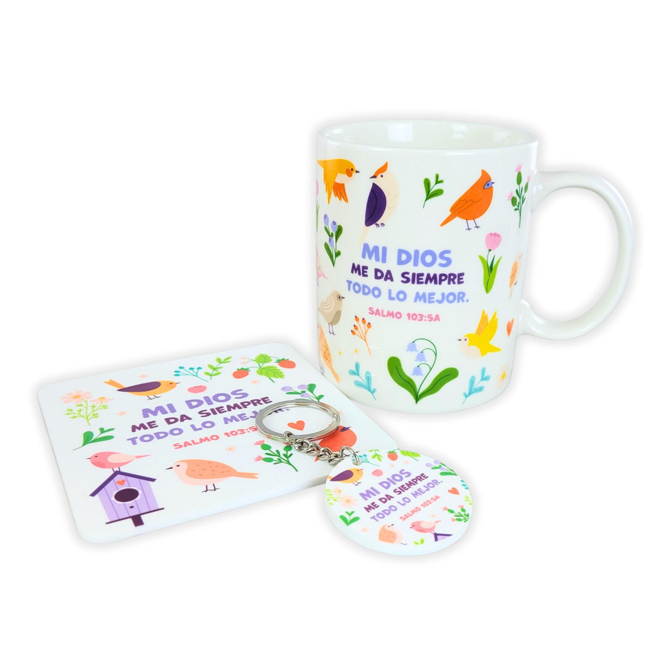 Pack Taza, Llavero, y Posavasos / Mi Dios - Salmos 103:5 - The Perfect Gift