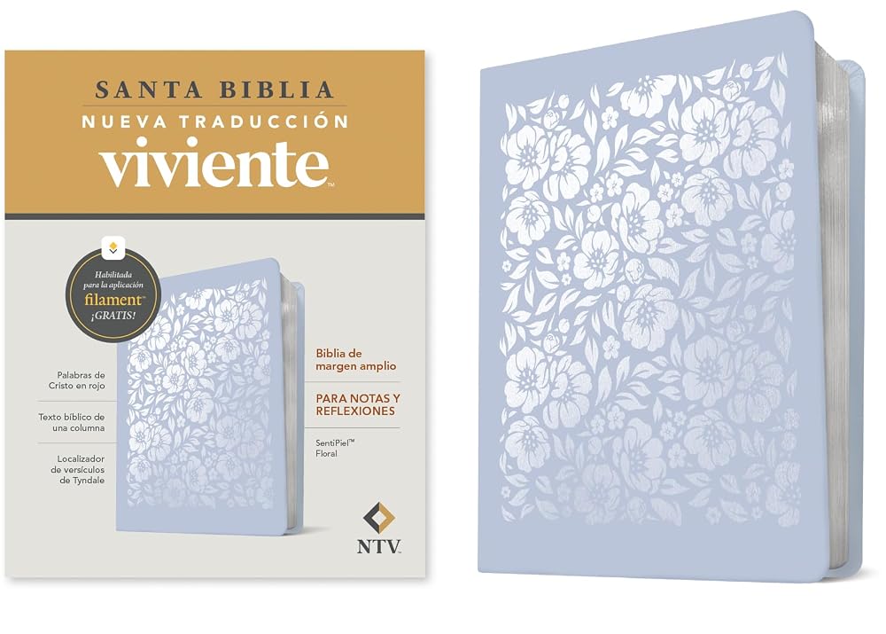 Biblia de margen amplio NTV con Filament (SentiPiel, Floral, Letra Roja) (Spanish Edition) cover image