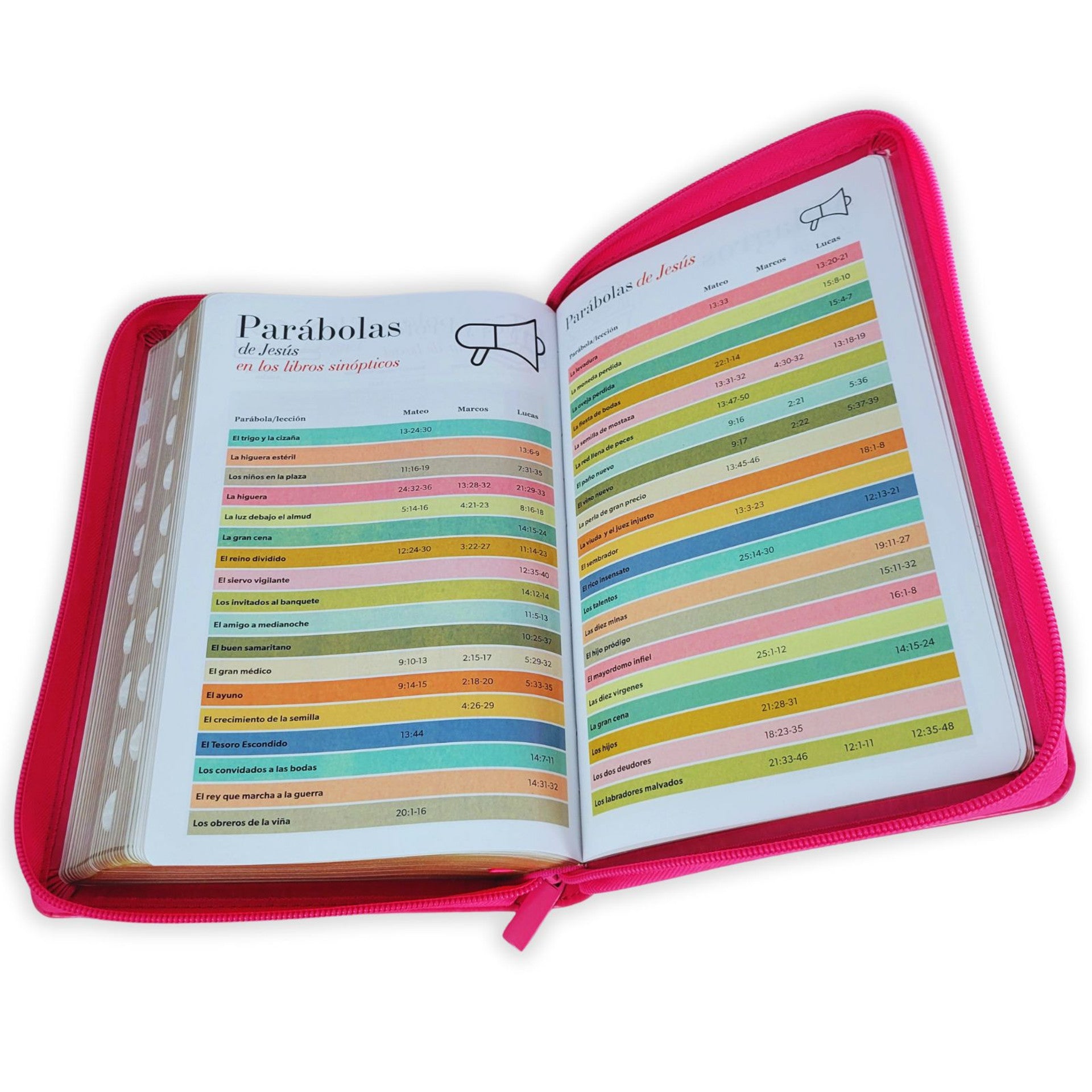 Biblia RVR 1960 Letra Grande Tamaño Manual Semi Piel Fucsia con Cierre/ Indice - The Perfect Gift