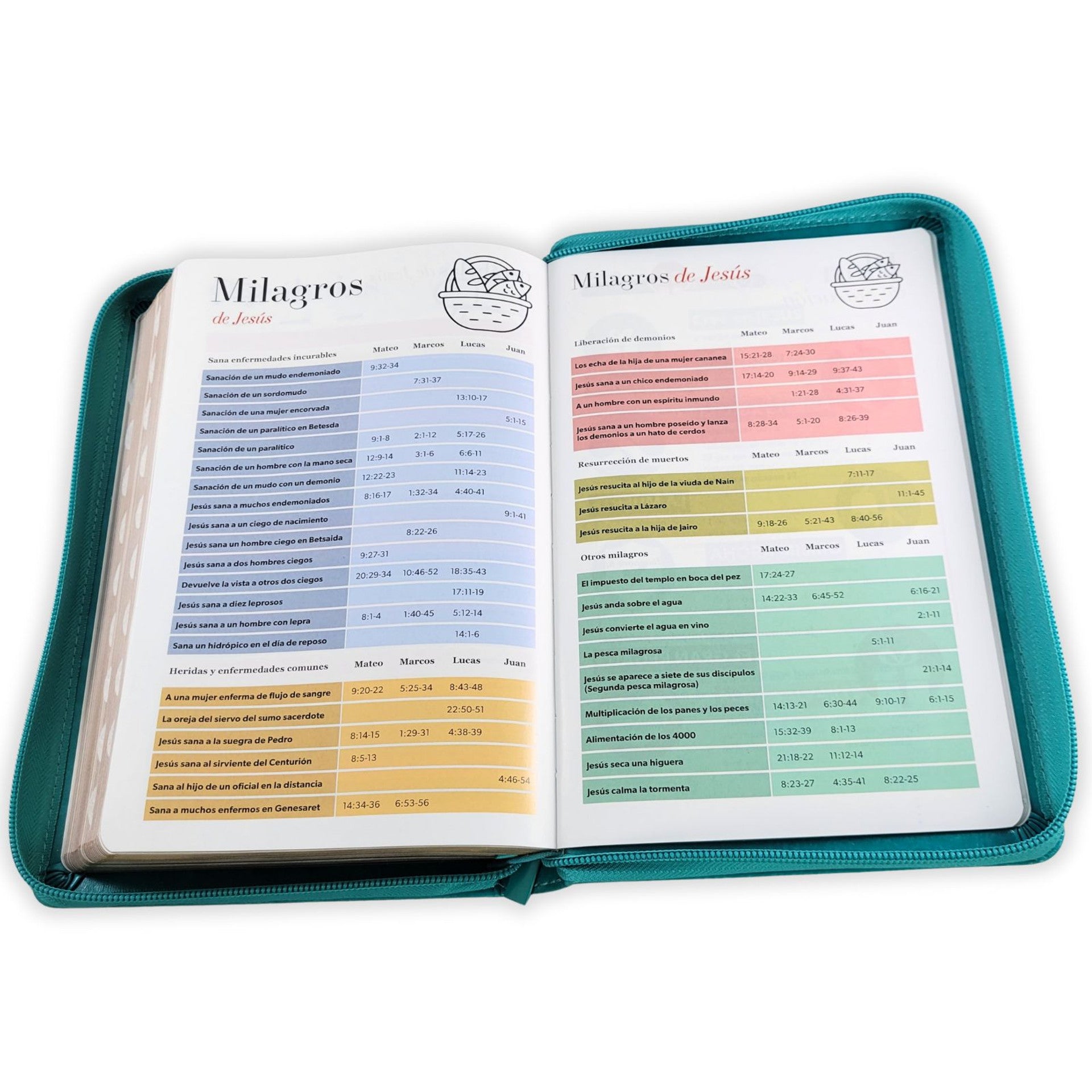 Biblia RVR 1960 Letra Grande Tamaño Manual Semi Piel Turquesa con Cierre/ Indice - The Perfect Gift