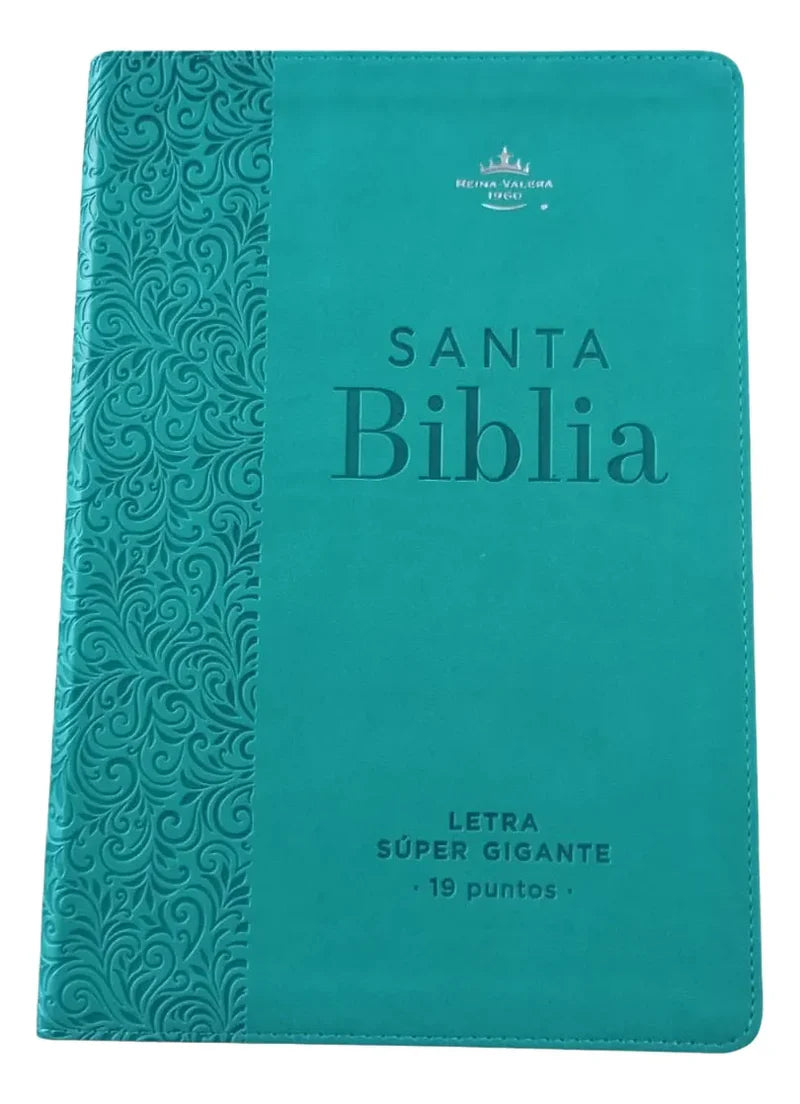 Biblia Rvr60 Turquesa floral letra Super  Gigante Letra 19 Puntos - The Perfect Gift