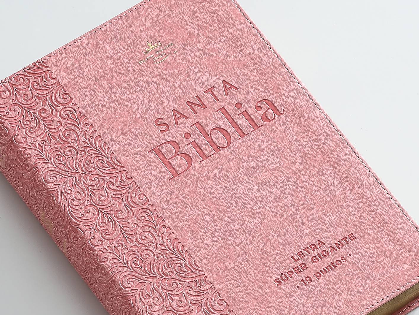 Biblia Rvr60 Rosa Floral letra Super  Gigante Letra 19 Puntos - The Perfect Gift