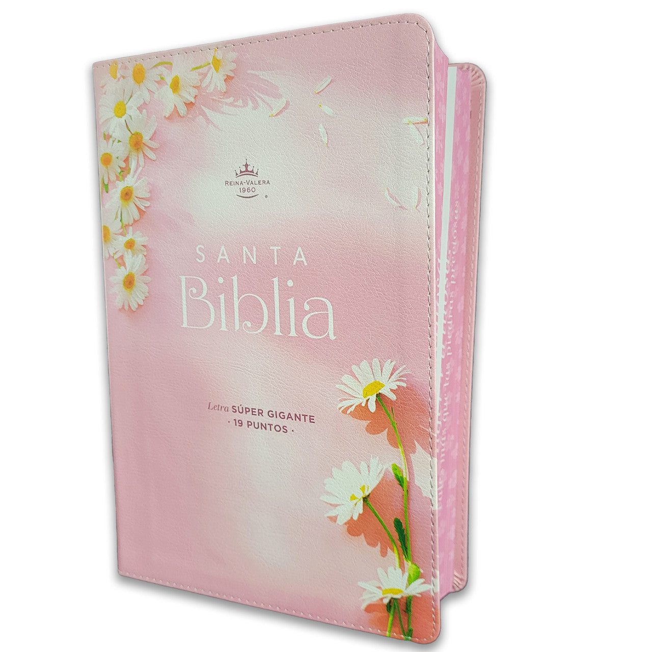 Biblia Letra Súper Gigante Manual 19 puntos RV1960 imit piel rosa y canto con mensaje - Mujer Virtuosa - The Perfect Gift