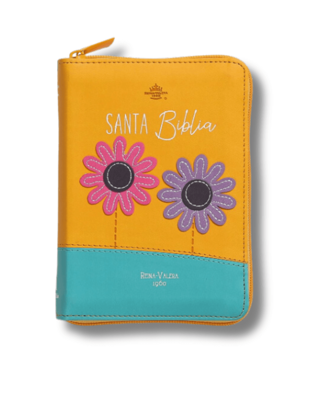 Biblia de Bolsillo | RVR60 (Imitación piel, Color Amarillo/Turquesa, Flores, con cierre) - The Perfect Gift