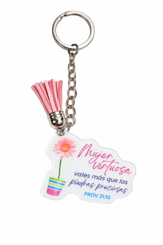 Llavero acrílico con Tassel. Mujer virtuosa - The Perfect Gift