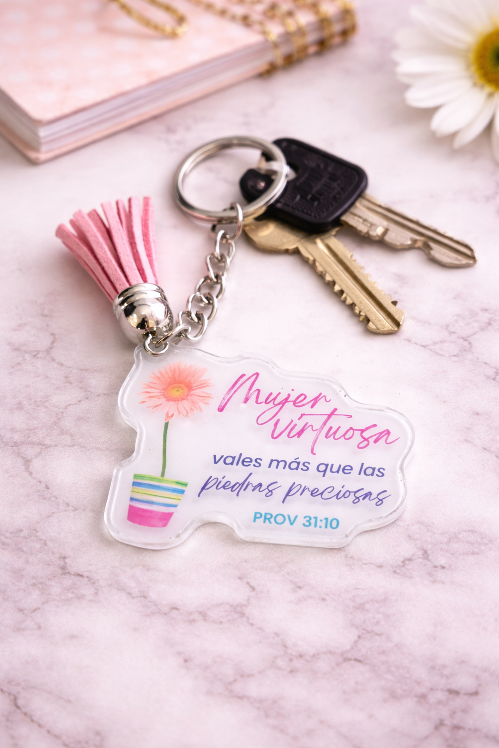 Llavero acrílico con Tassel. Mujer virtuosa - The Perfect Gift