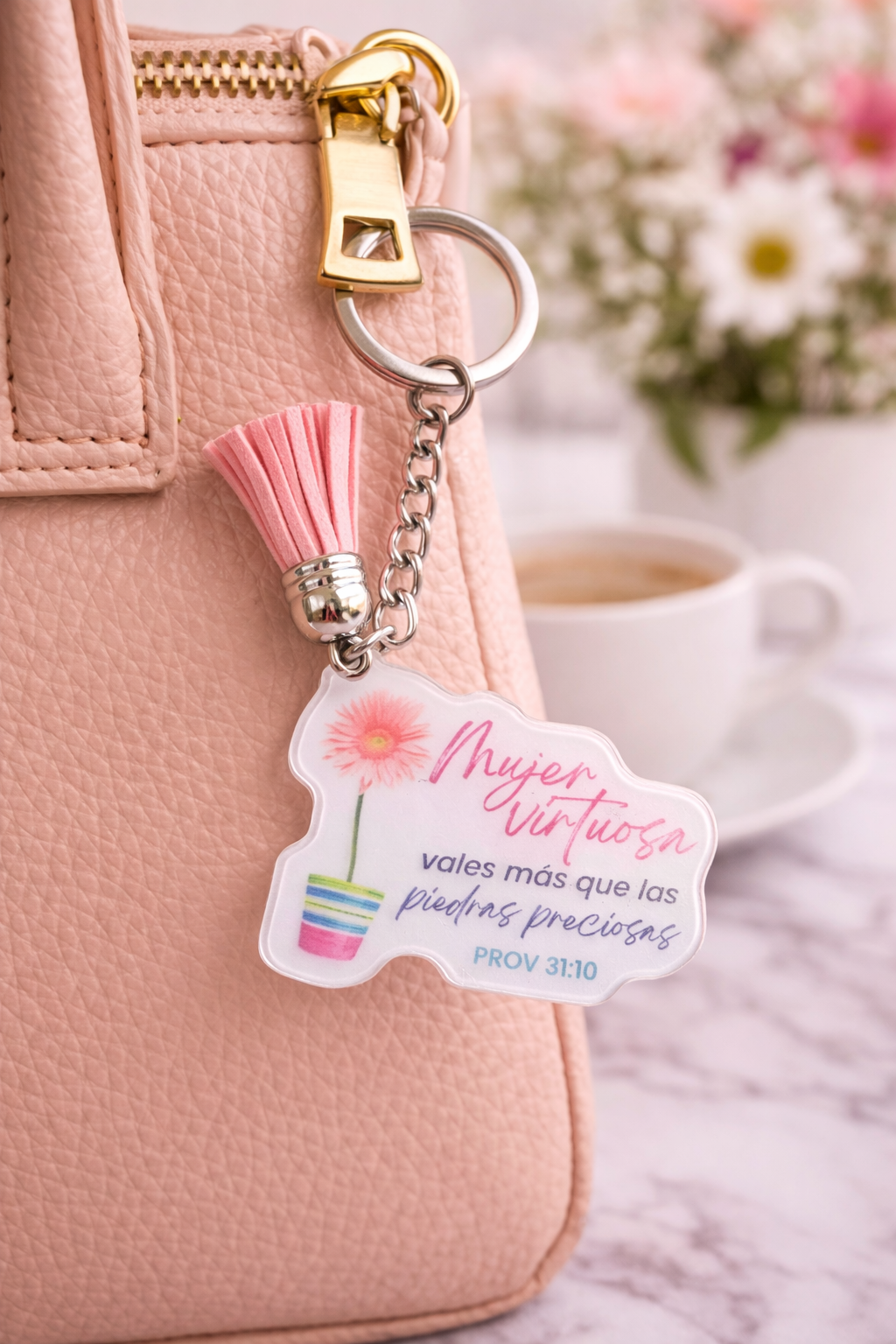 Llavero acrílico con Tassel. Mujer virtuosa - The Perfect Gift