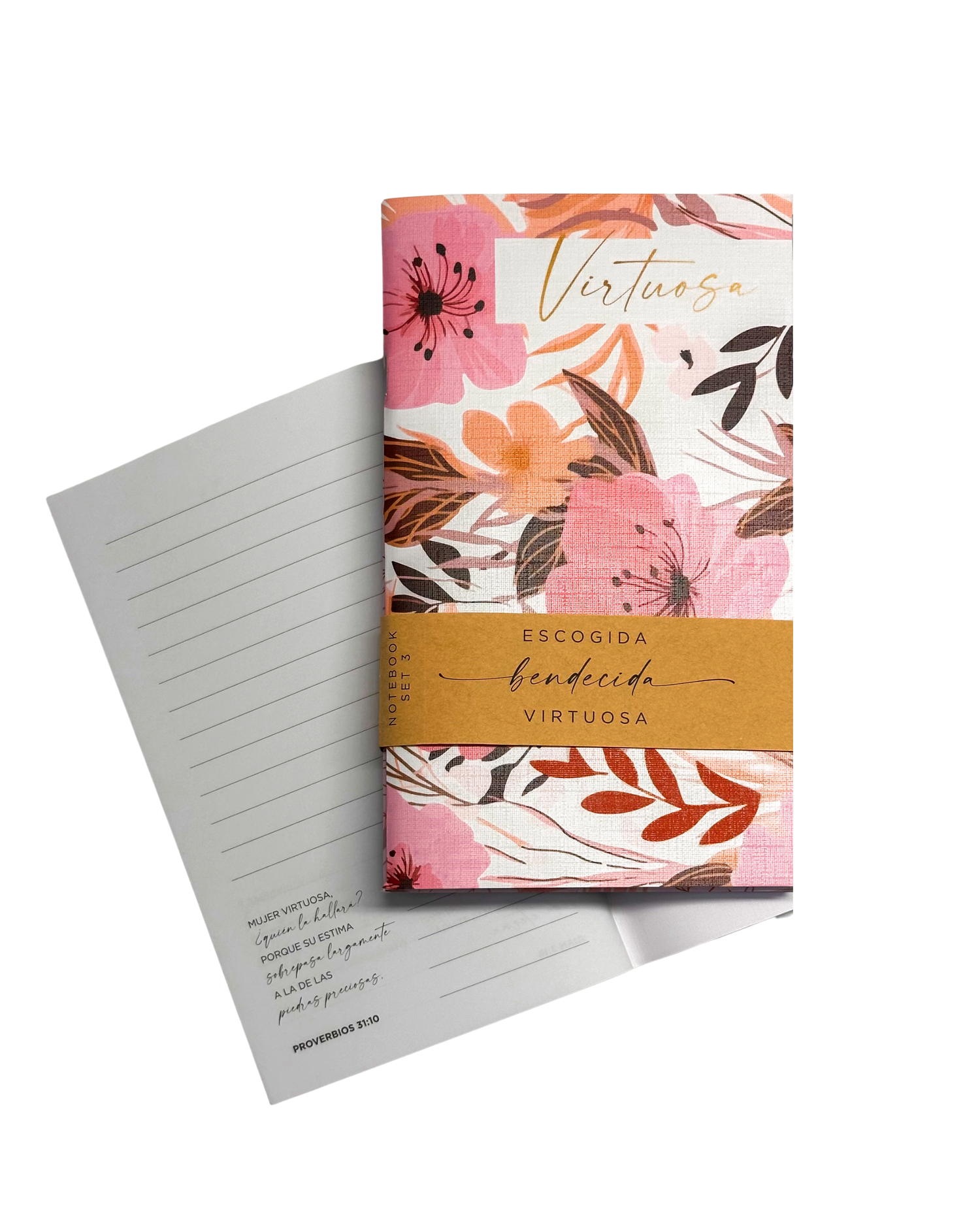 Libretas Escogida, Bendecida, Virtuosa (Paquete de 3) | Floral Pink - The Perfect Gift