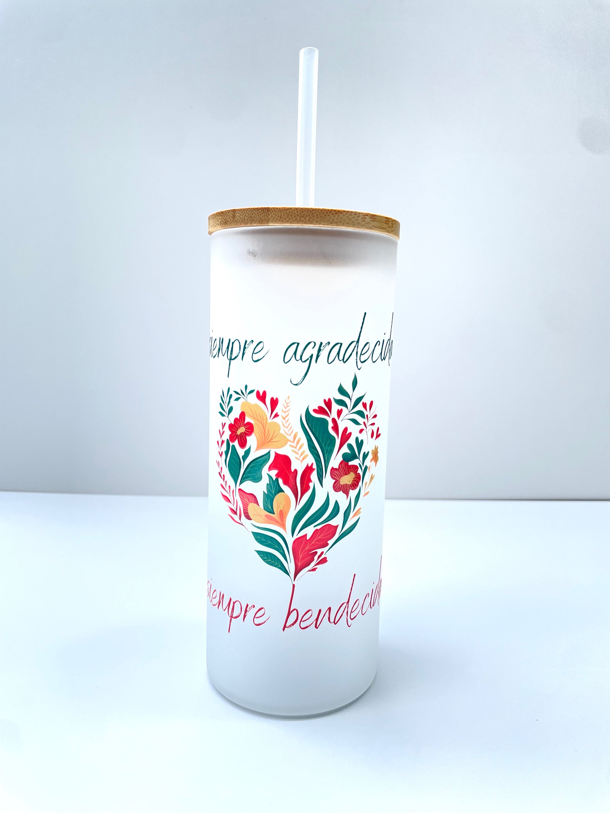 Vaso de Vidrio Blanco - Siempre Agradecida / Siempre Bendecida - The Perfect Gift