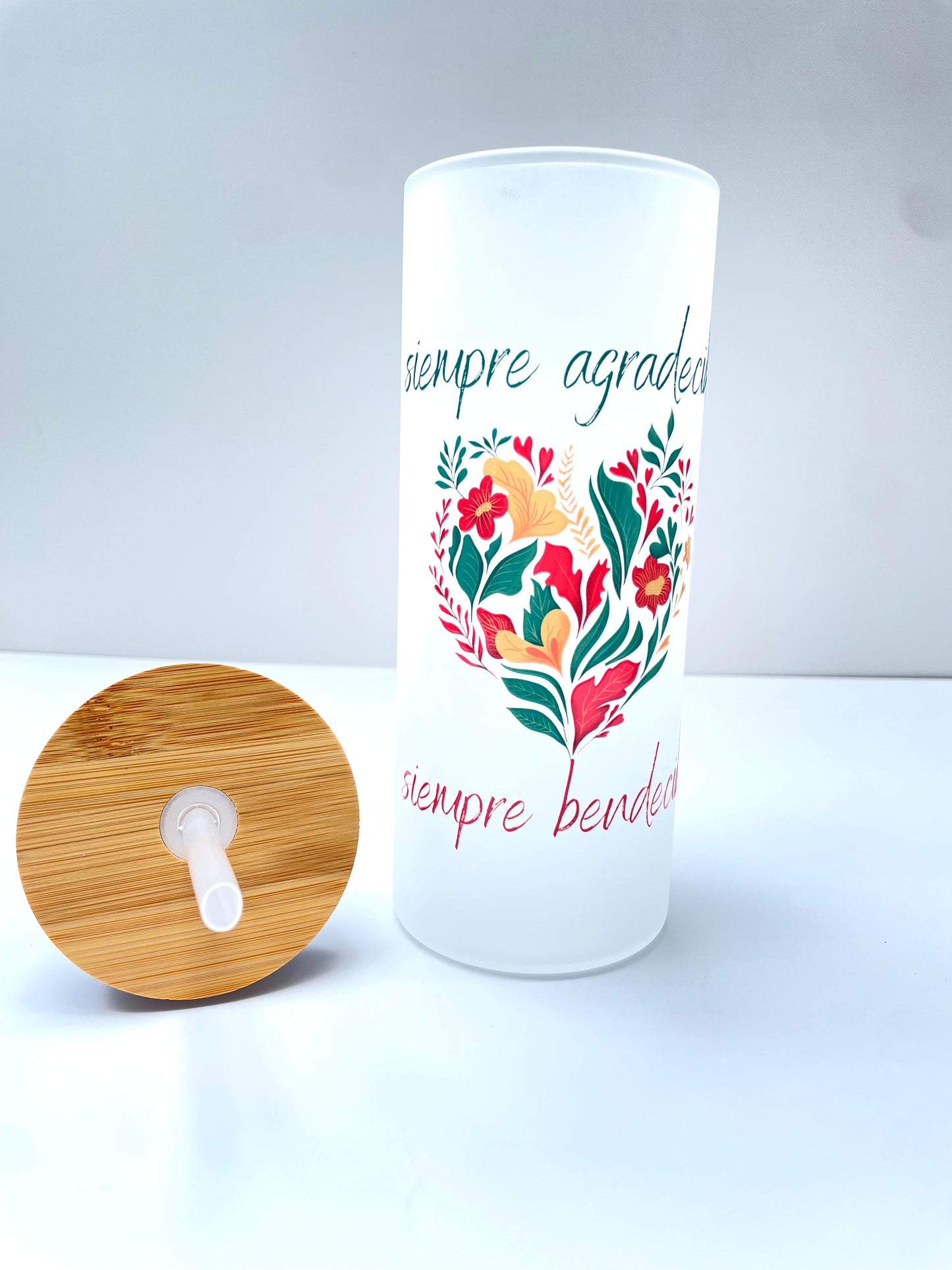 Vaso de Vidrio Blanco - Siempre Agradecida / Siempre Bendecida - The Perfect Gift