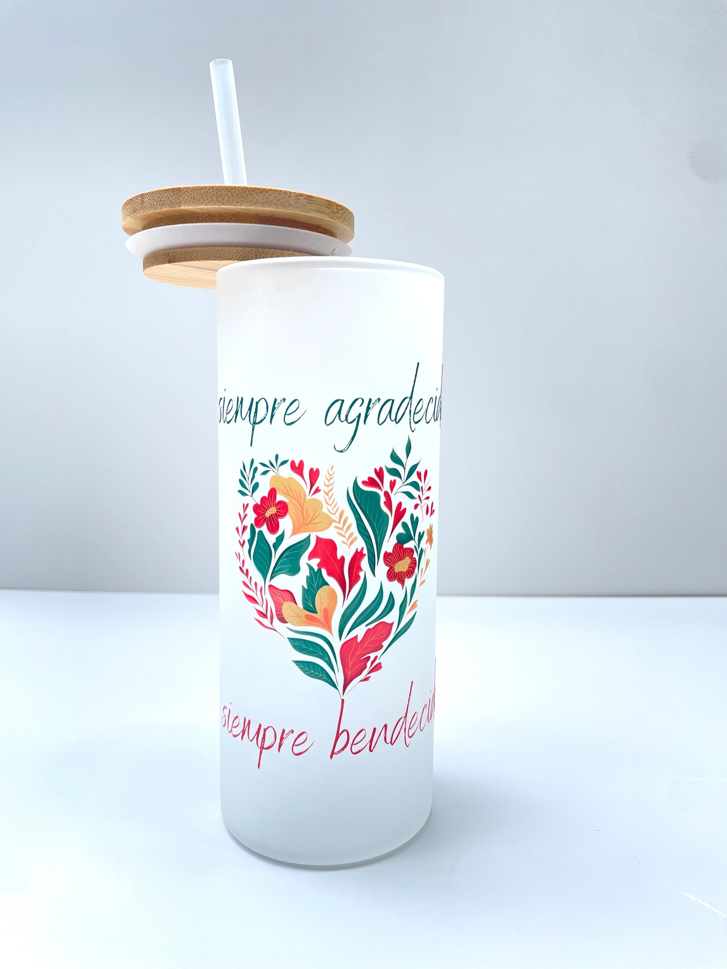 Vaso de Vidrio Blanco - Siempre Agradecida / Siempre Bendecida - The Perfect Gift