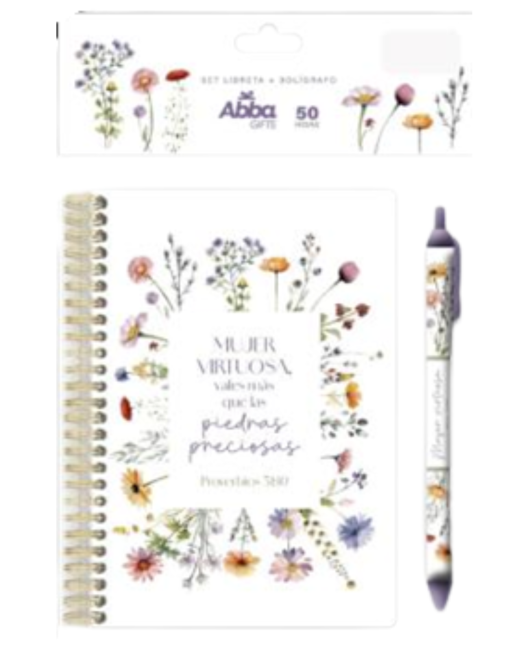 Pack libreta anillada con bolígrafo. Mujer virtuosa - The Perfect Gift