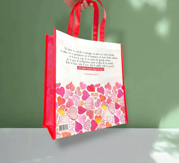 Bolsa Tote Bag Grande a Todo Color - El Amor Nunca Deja de Ser - The Perfect Gift