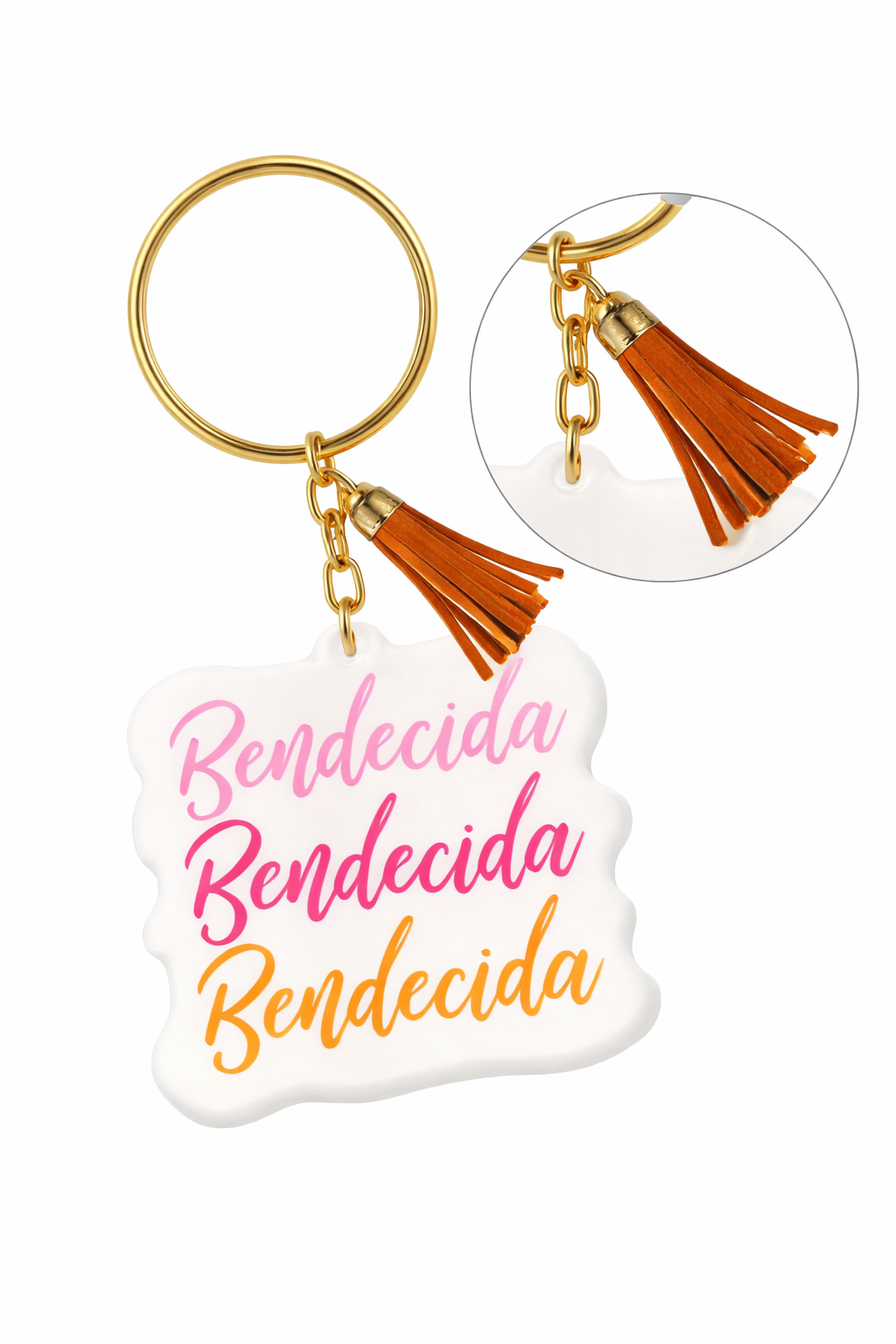Llavero Acrilico con Tassel - Bendecida - The Perfect Gift