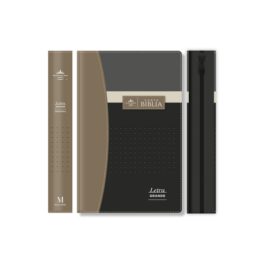 Biblia Reina Valera 1960 Letra Grande  Flexcover Negro/Gris/Beige - The Perfect Gift